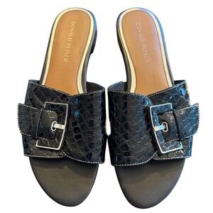 Donald J Pliner Black Croc Embossed‎ Leather Slide Sandals | US 9.5, EU 40.5-41